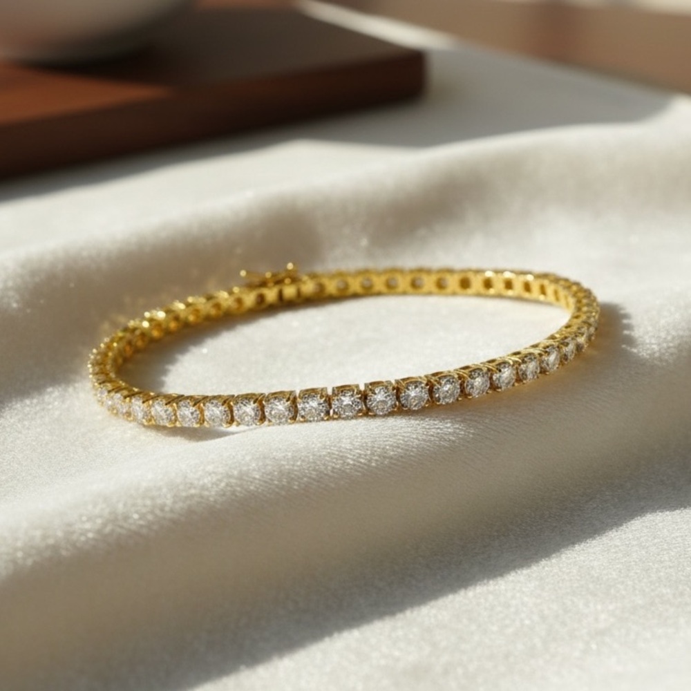 18K Gold Plated, 14.40CTW Moissanite Tennis Bracelet